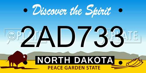 2AD733 North Dakota License Plate