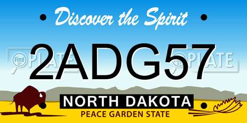 2ADG57 North Dakota License Plate
