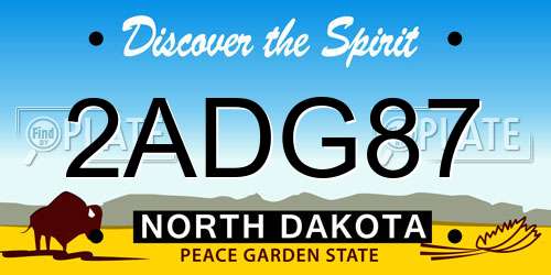 2ADG87 North Dakota License Plate