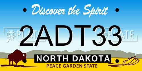 2ADT33 North Dakota License Plate