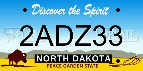 2ADZ33 North Dakota License Plate