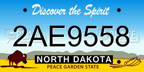 2AE9558 North Dakota License Plate