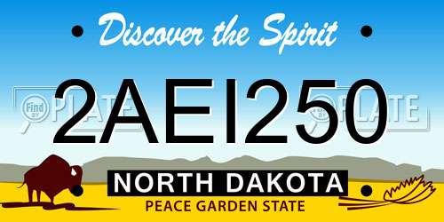 2AEI250 North Dakota License Plate