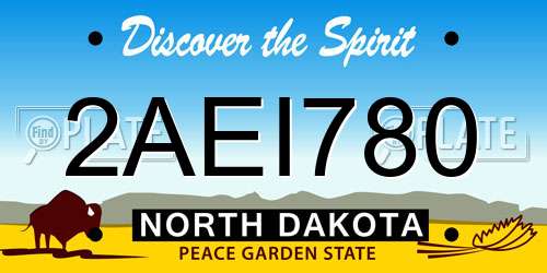 2AEI780 North Dakota License Plate