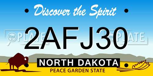 2AFJ30 North Dakota License Plate