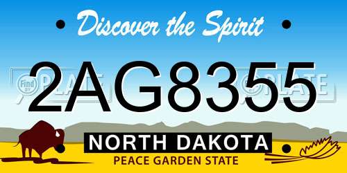 2AG8355 North Dakota License Plate