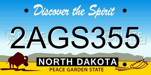 2AGS355 North Dakota License Plate