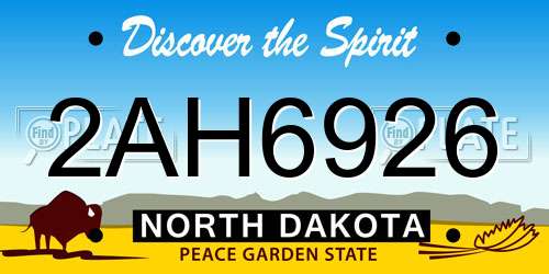 2AH6926 North Dakota License Plate