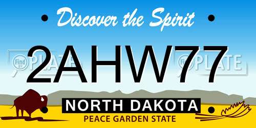 2AHW77 North Dakota License Plate