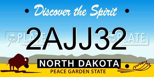 2AJJ32 North Dakota License Plate