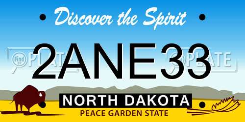 2ANE33 North Dakota License Plate