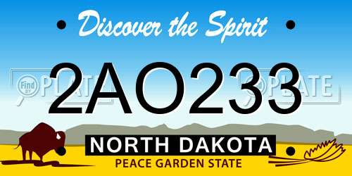 2AO233 North Dakota License Plate