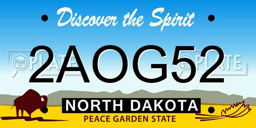 2AOG52 North Dakota License Plate