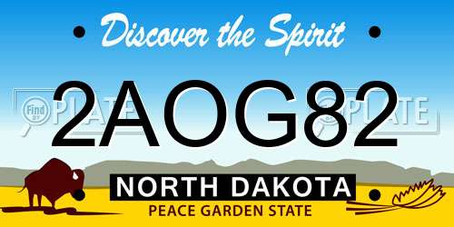 2AOG82 North Dakota License Plate