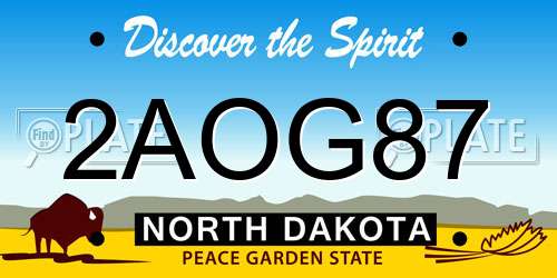 2AOG87 North Dakota License Plate