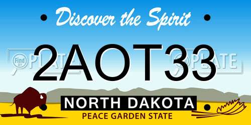 2AOT33 North Dakota License Plate