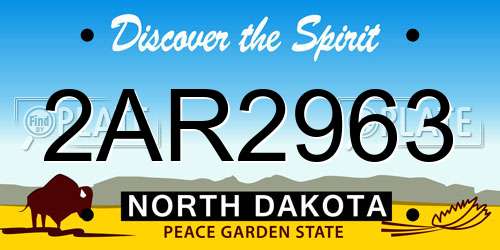 2AR2963 North Dakota License Plate