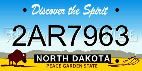 2AR7963 North Dakota License Plate