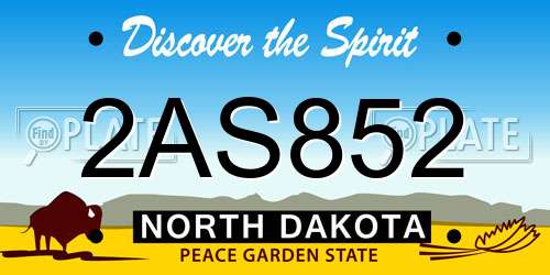 2AS852 North Dakota License Plate
