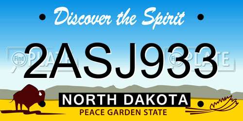 2ASJ933 North Dakota License Plate