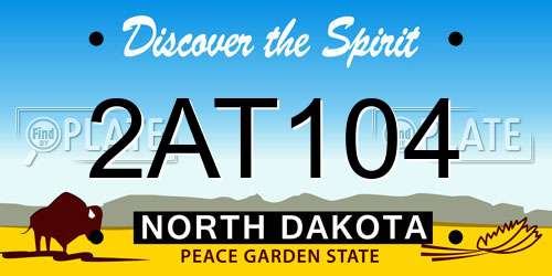 2AT104 North Dakota License Plate