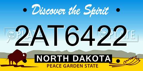 2AT6422 North Dakota License Plate