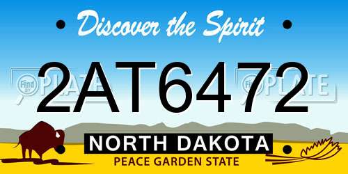 2AT6472 North Dakota License Plate