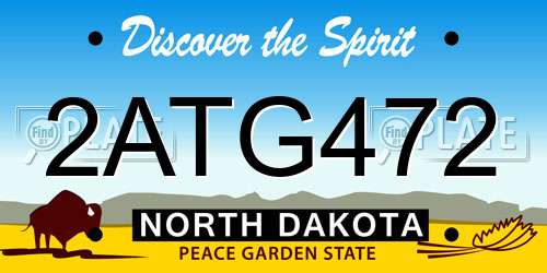 2ATG472 North Dakota License Plate