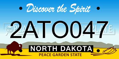 2ATO047 North Dakota License Plate