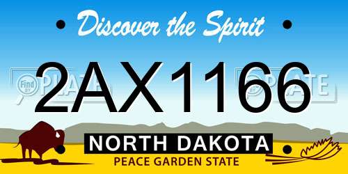 2AX1166 North Dakota License Plate