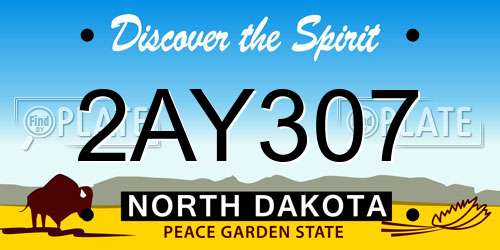 2AY307 North Dakota License Plate