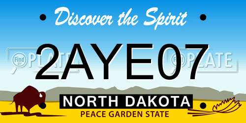 2AYE07 North Dakota License Plate