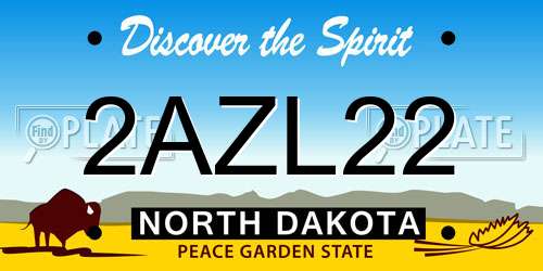 2AZL22 North Dakota License Plate