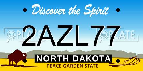 2AZL77 North Dakota License Plate