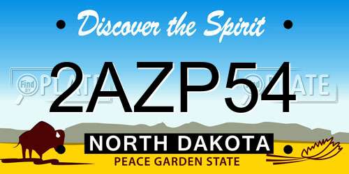 2AZP54 North Dakota License Plate