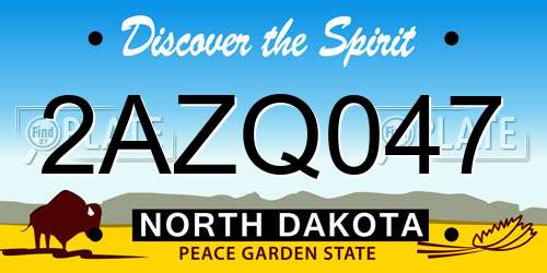 2AZQ047 North Dakota License Plate