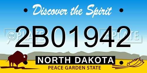 2B01942 North Dakota License Plate