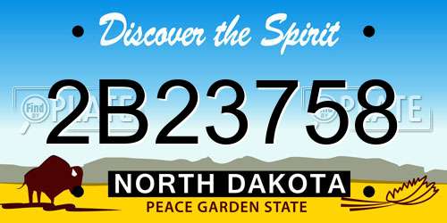2B23758 North Dakota License Plate