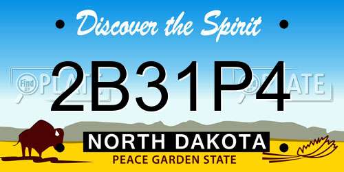 2B31P4 North Dakota License Plate