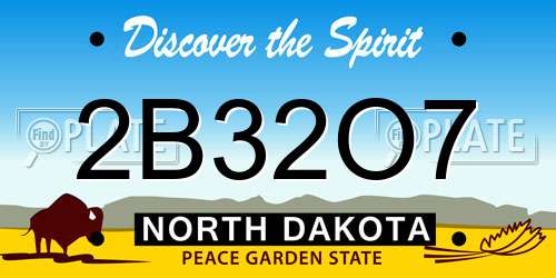 2B32O7 North Dakota License Plate