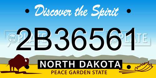2B36561 North Dakota License Plate