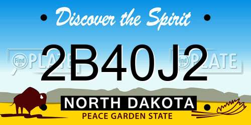 2B40J2 North Dakota License Plate