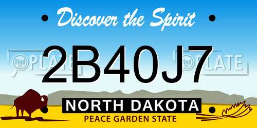 2B40J7 North Dakota License Plate