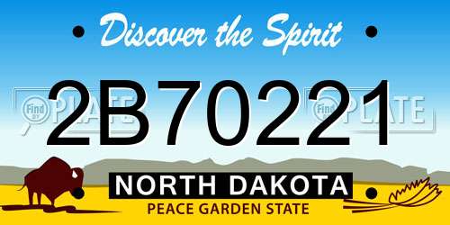 2B70221 North Dakota License Plate