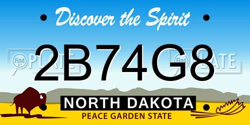2B74G8 North Dakota License Plate