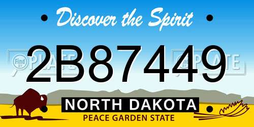 2B87449 North Dakota License Plate
