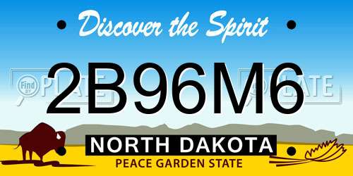 2B96M6 North Dakota License Plate