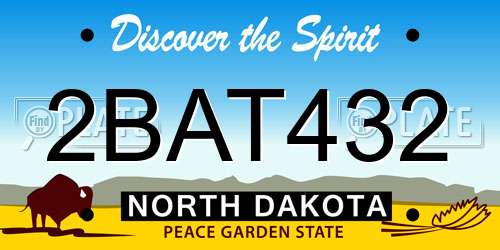 2BAT432 North Dakota License Plate