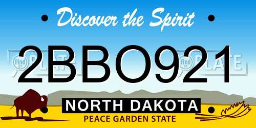 2BBO921 North Dakota License Plate