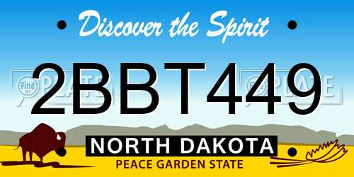 2BBT449 North Dakota License Plate